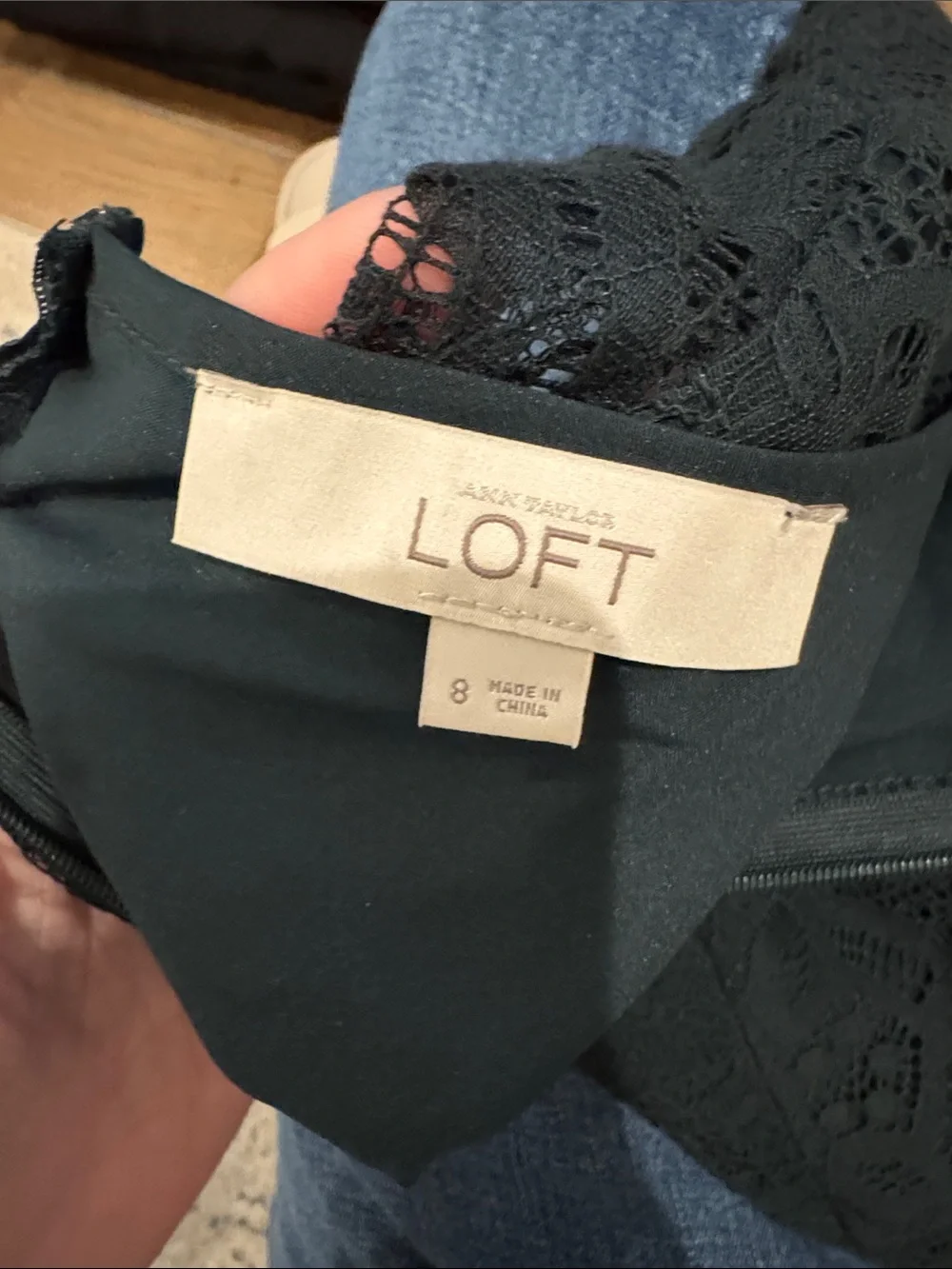 LOFT Forrest green Lace Fit-and-Flare Midi Dress - Picture 2 of 5
